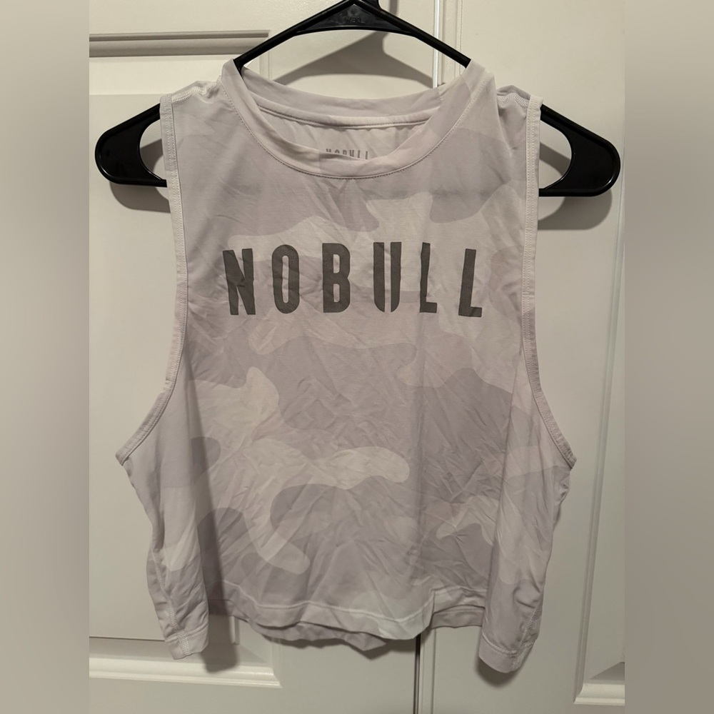 EUC NOBULL Women's White/Light Gray Camo Muscle Tee Sz M